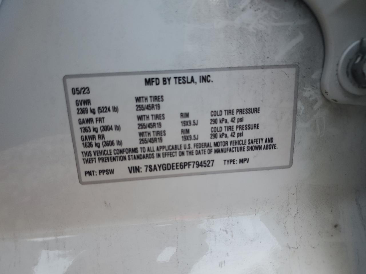 2023 Tesla Model Y VIN: 7SAYGDEE6PF794527 Lot: 82694805