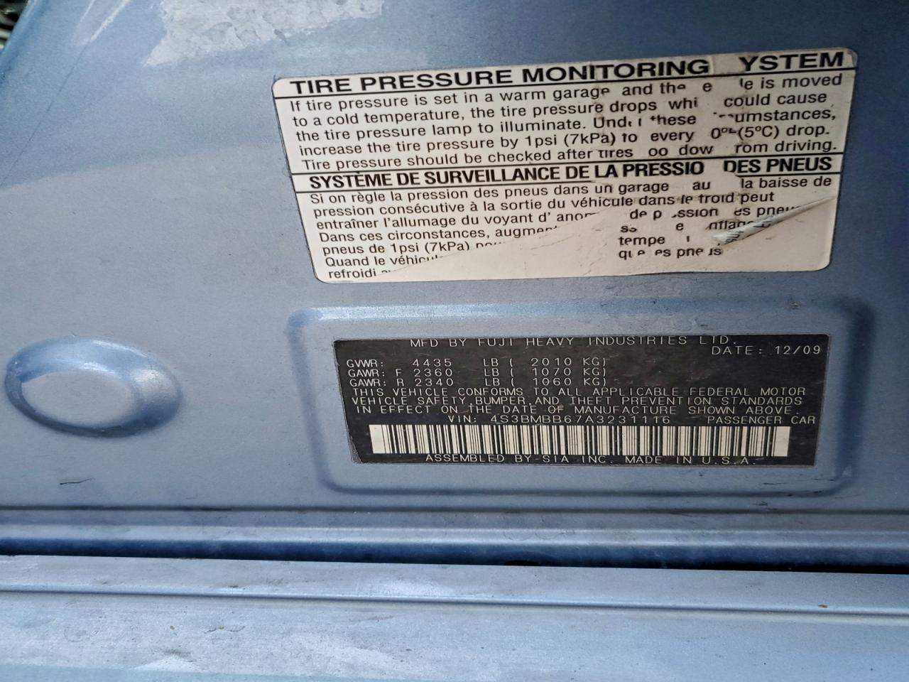 2010 Subaru Legacy 2.5I Premium VIN: 4S3BMBB67A3231116 Lot: 94408985