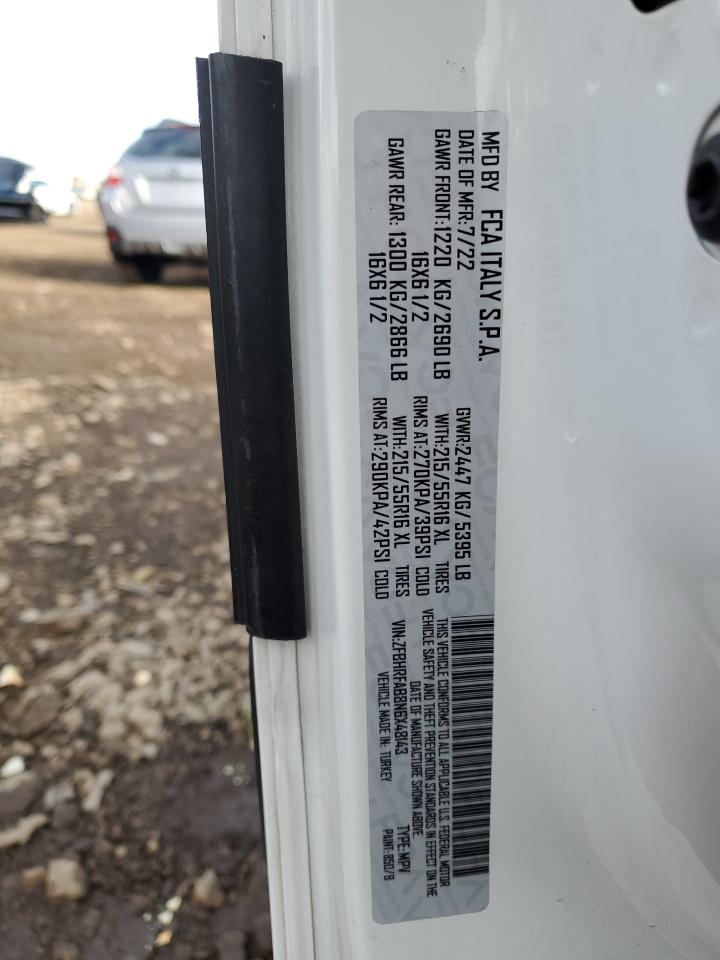 2022 Ram Promaster City Tradesman VIN: ZFBHRFAB8N6X48143 Lot: 92257185