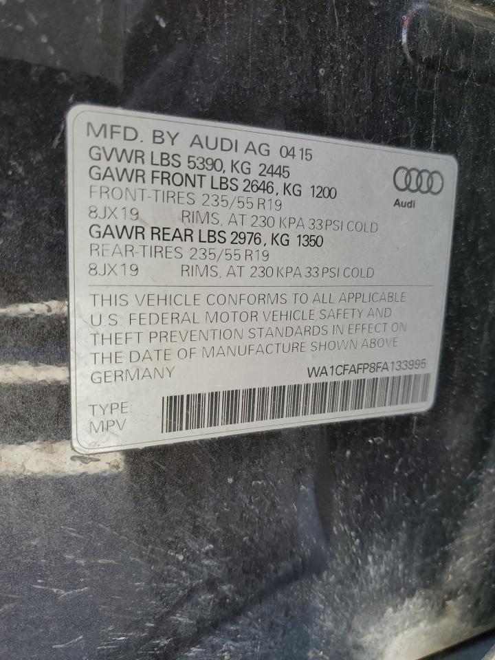 2015 Audi Q5 Premium VIN: WA1CFAFP8FA133995 Lot: 92906735
