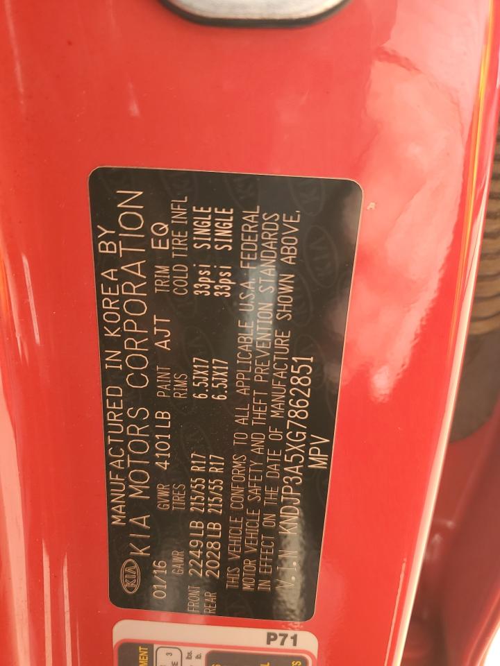 2016 Kia Soul + VIN: KNDJP3A5XG7862851 Lot: 91719745