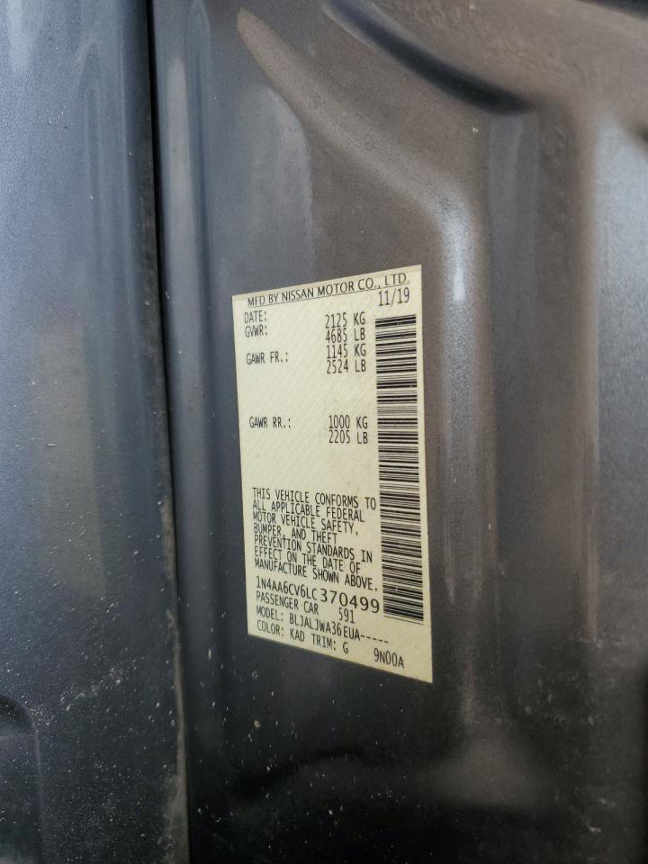 2020 Nissan Maxima Sv VIN: 1N4AA6CV6LC370499 Lot: 92679705