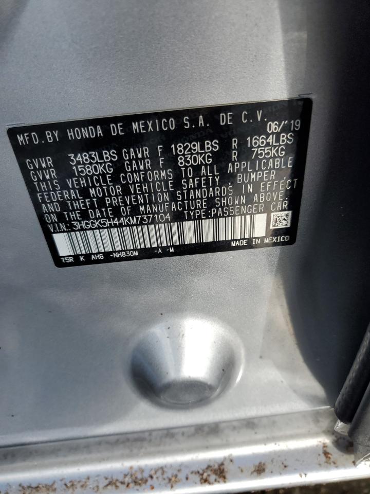 2019 Honda Fit Lx VIN: 3HGGK5H44KM737104 Lot: 93131805