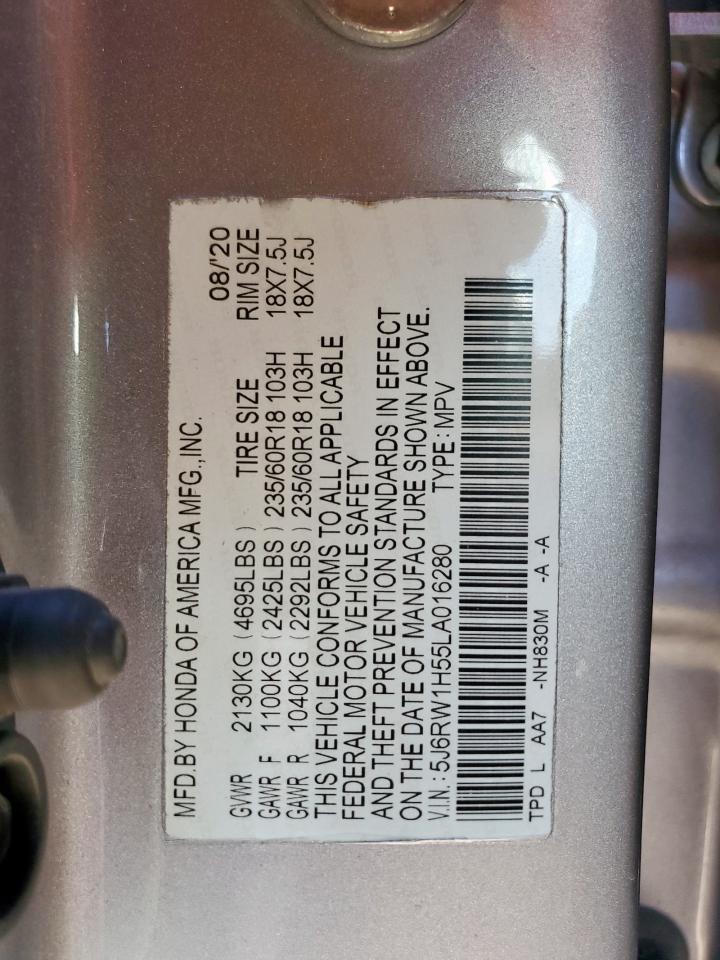 2020 Honda Cr-V Ex VIN: 5J6RW1H55LA016280 Lot: 92948805