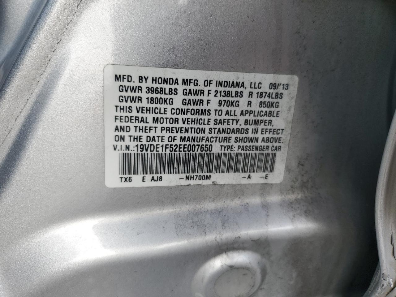 2014 Acura Ilx 20 Premium VIN: 19VDE1F52EE007650 Lot: 92944555