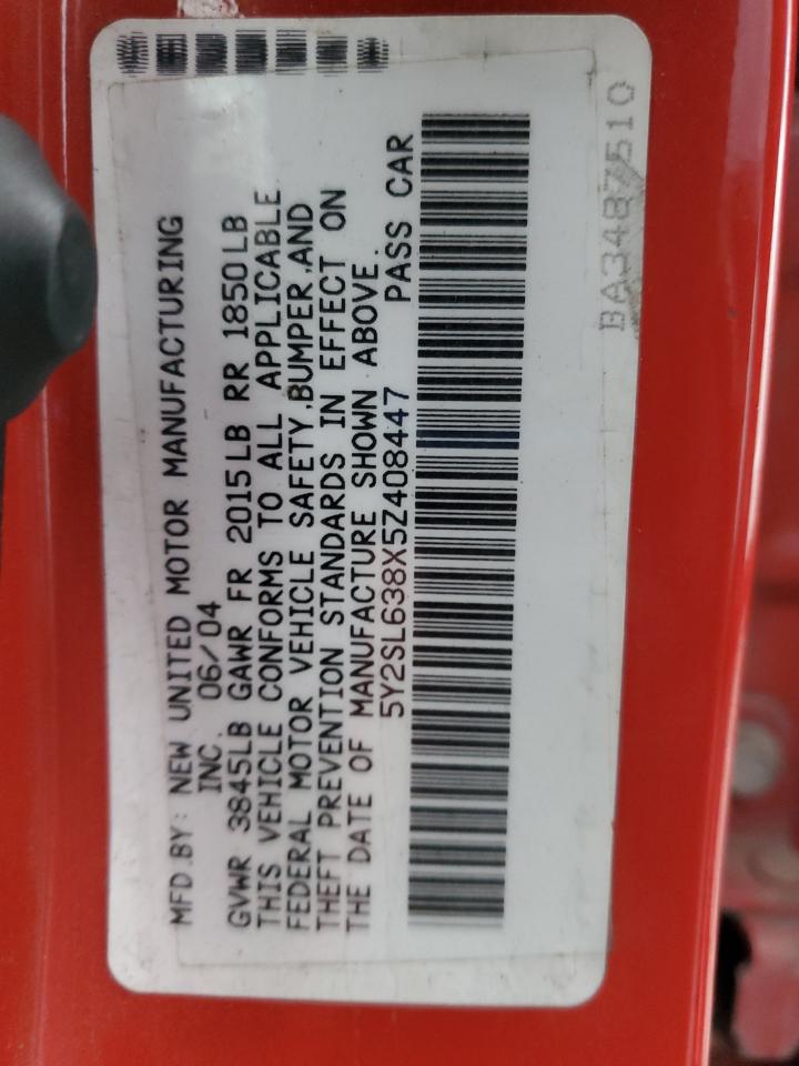 2005 Pontiac Vibe VIN: 5Y2SL638X5Z408447 Lot: 91845565