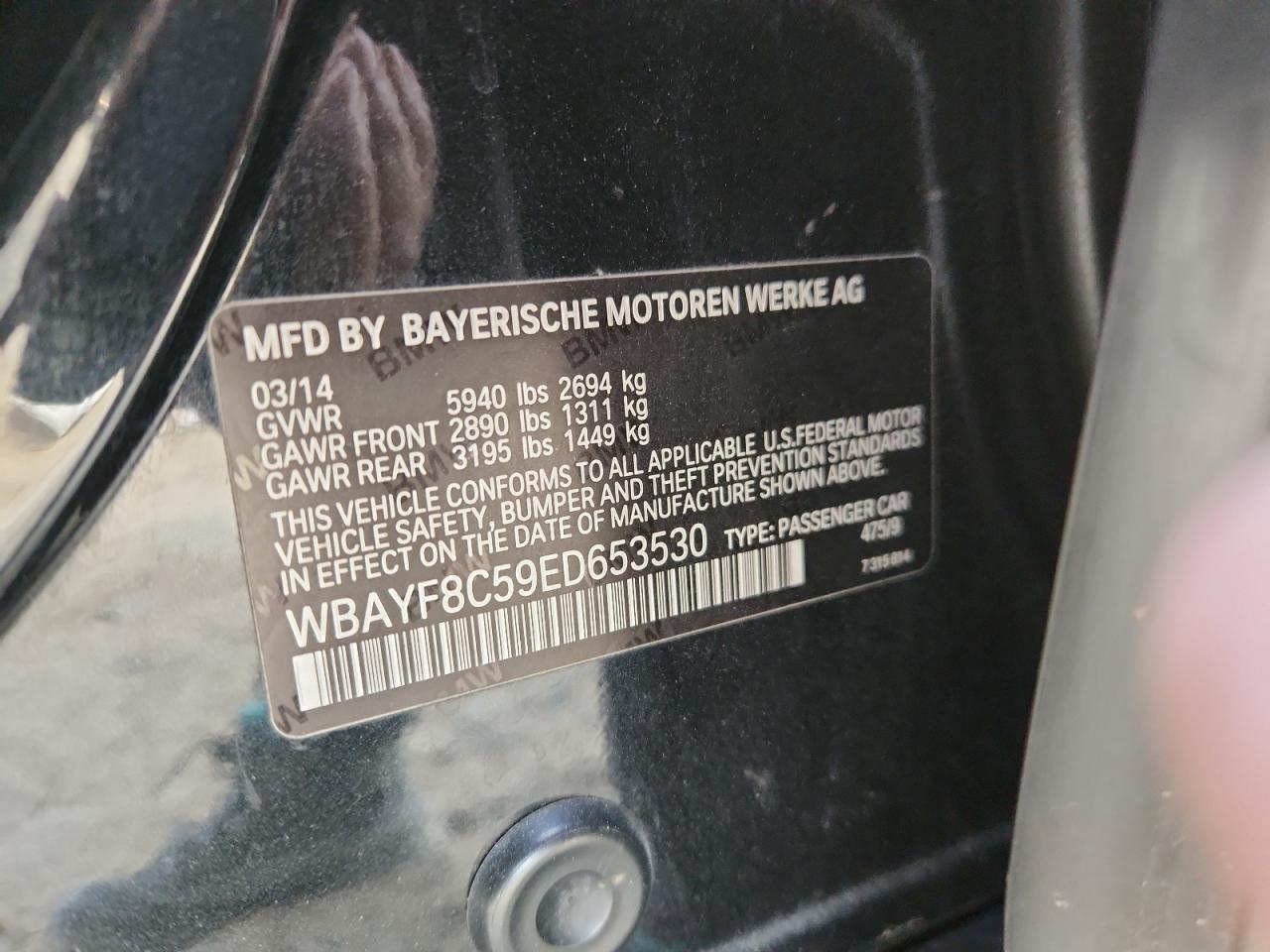 2014 BMW 750 Lxi VIN: WBAYF8C59ED653530 Lot: 92067955