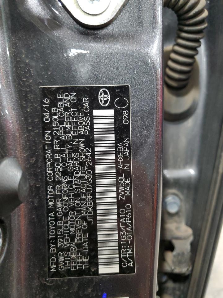 2016 Toyota Prius VIN: JTDKBRFU7G3012642 Lot: 92302795