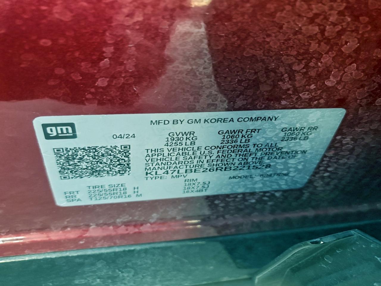 2024 Buick Envista Sport Touring VIN: KL47LBE26RB221528 Lot: 94387795