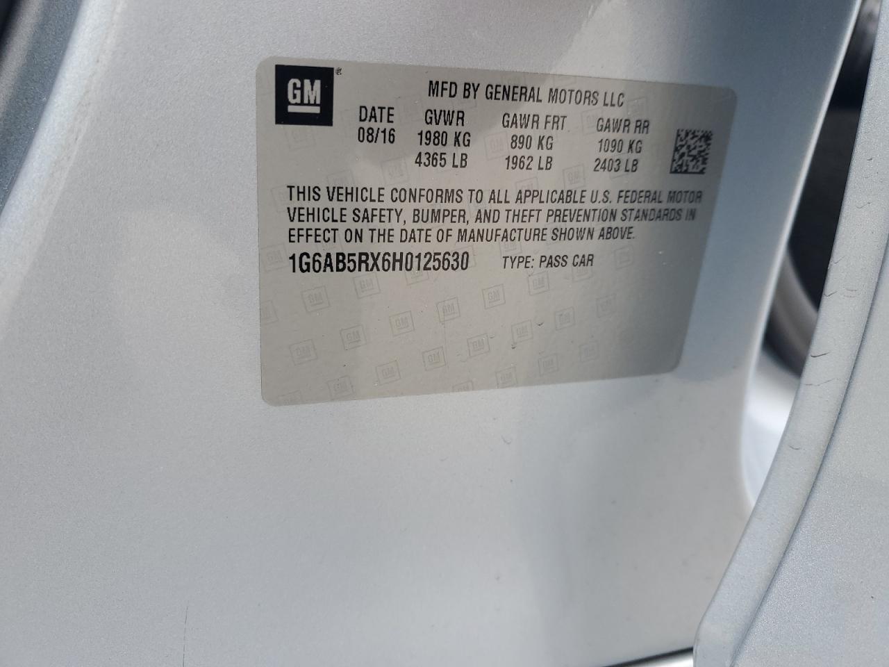 2017 Cadillac Ats Luxury VIN: 1G6AB5RX6H0125630 Lot: 93588545