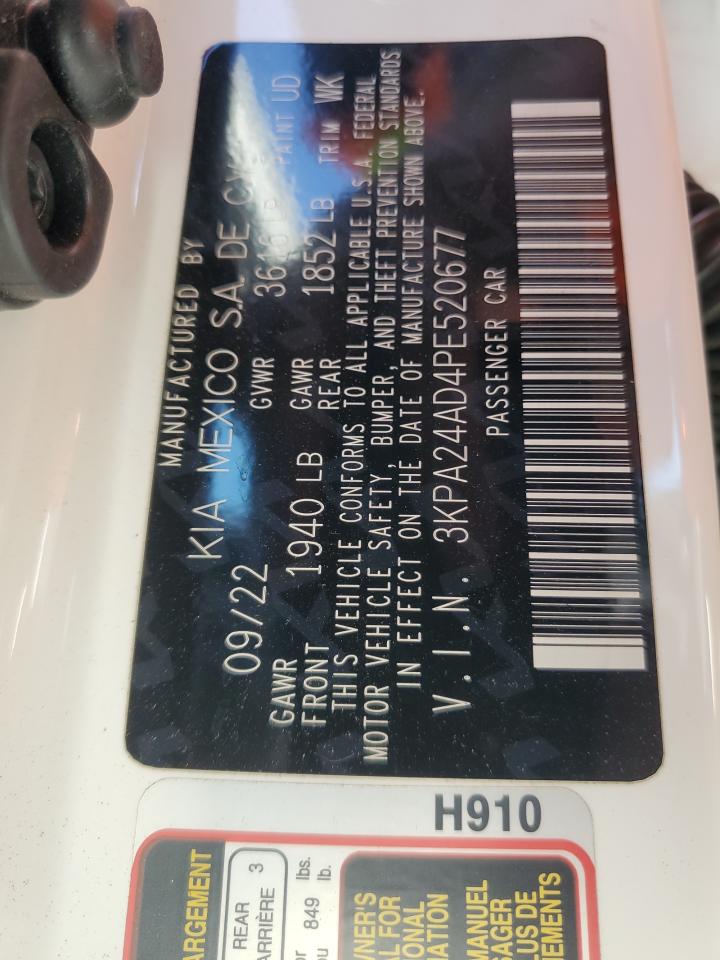 2023 Kia Rio Lx VIN: 3KPA24AD4PE520677 Lot: 91499355