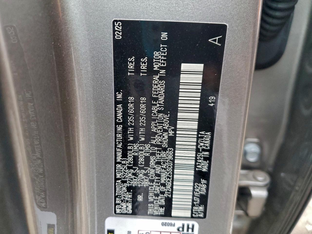 2025 Lexus Nx 350 Base VIN: 2T2AGCEZ5SC079663 Lot: 94537715