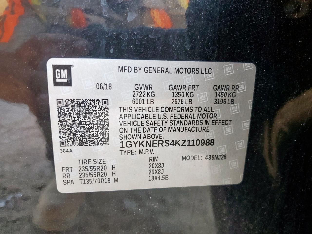 2019 Cadillac Xt5 Premium Luxury VIN: 1GYKNERS4KZ110988 Lot: 91821925