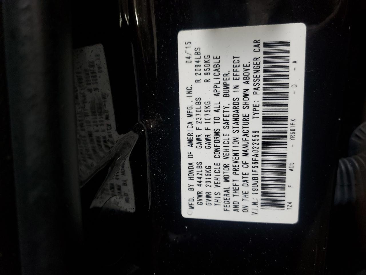 2015 Acura Tlx Tech VIN: 19UUB1F56FA022559 Lot: 93243505