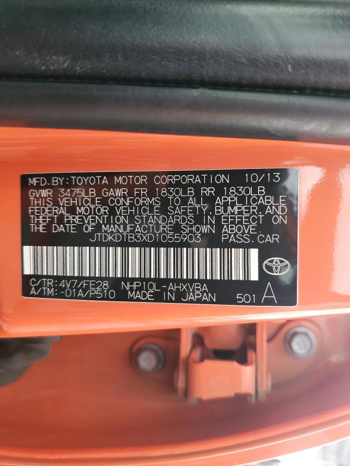 2013 Toyota Prius C VIN: JTDKDTB3XD1055903 Lot: 92491245