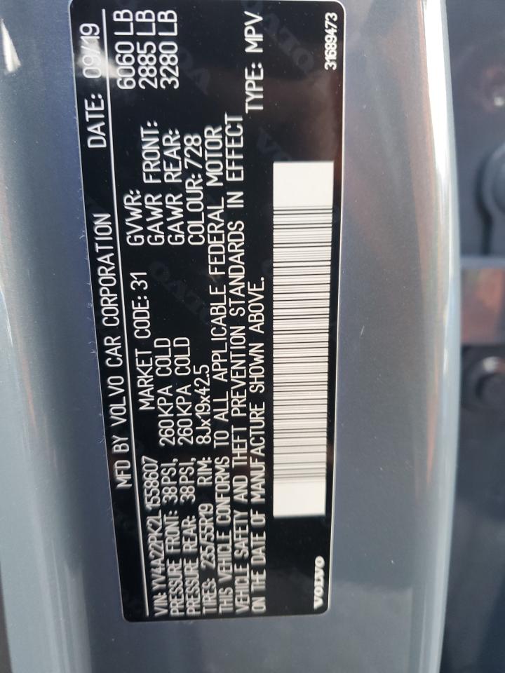 2020 Volvo Xc90 T6 Momentum VIN: YV4A22PK2L1558607 Lot: 91472575