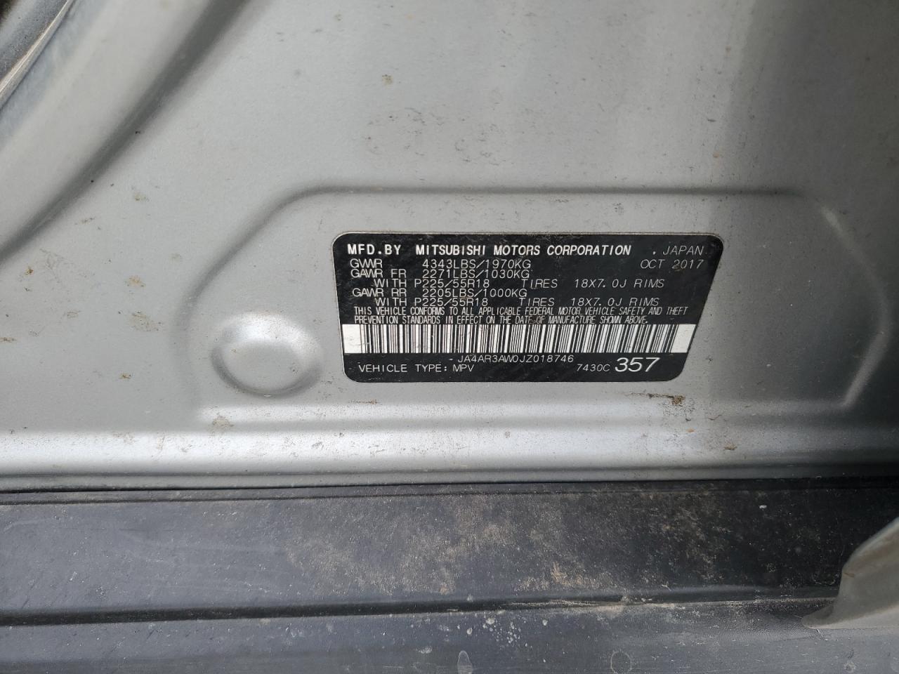 2018 Mitsubishi Outlander Sport Es VIN: JA4AR3AW0JZ018746 Lot: 91811045