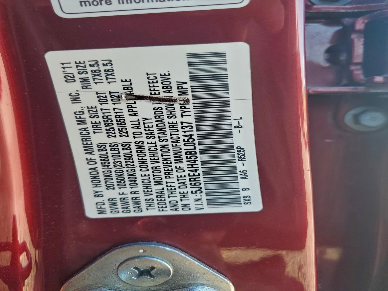 2011 Honda Cr-V Se VIN: 5J6RE4H45BL054137 Lot: 94580475