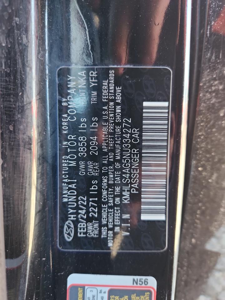 2022 Hyundai Elantra Sel VIN: KMHLS4AG5NU334272 Lot: 92859645