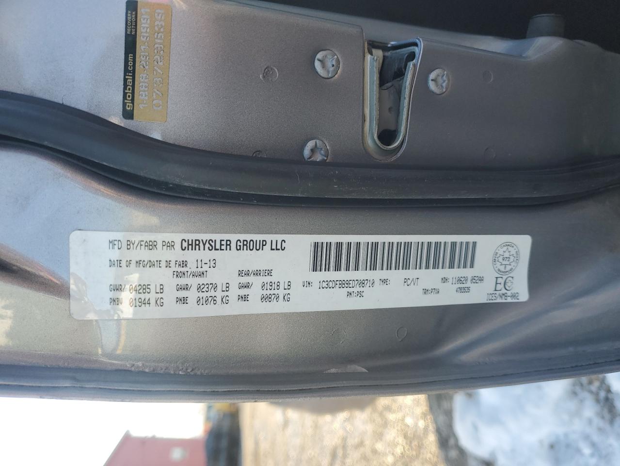 2014 Dodge Dart Sxt VIN: 1C3CDFBB9ED708710 Lot: 92982255