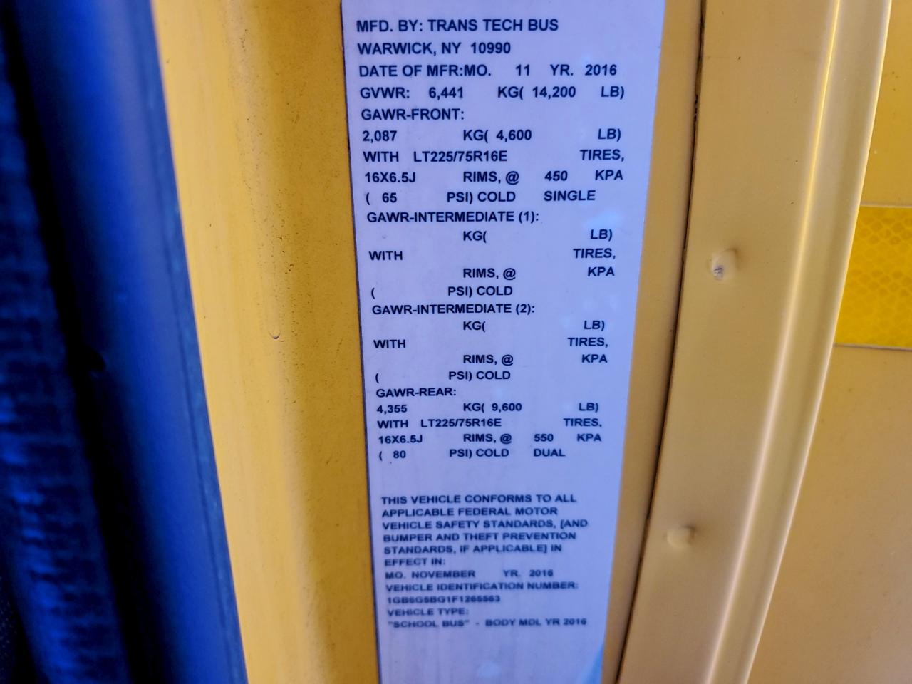 2015 Chevrolet Express G4 - School Bus VIN: 1GB6G5BG1F1265563 Lot: 93781715