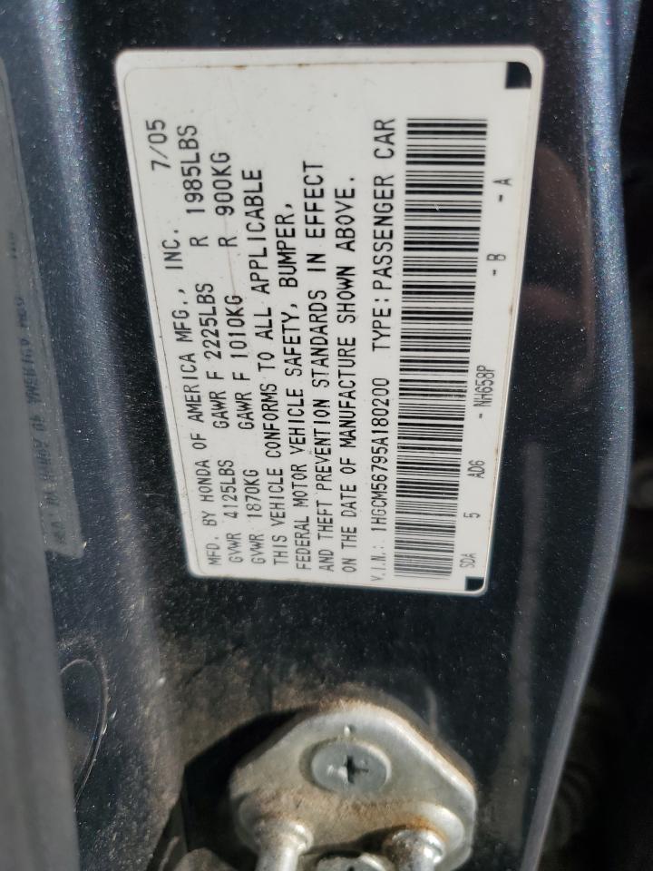 2005 Honda Accord Ex VIN: 1HGCM56795A180200 Lot: 90837075