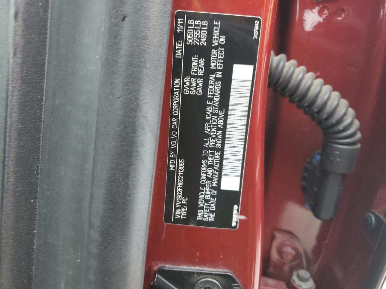 2012 Volvo S60 T6 VIN: YV1902FH6C2113065 Lot: 93215675