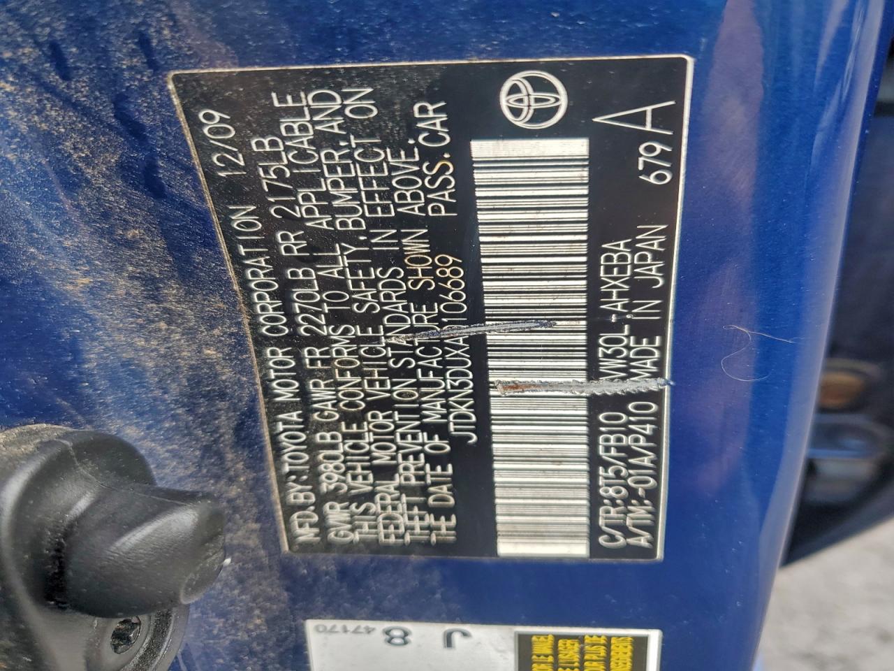 2010 Toyota Prius VIN: JTDKN3DUXA0106689 Lot: 93997615