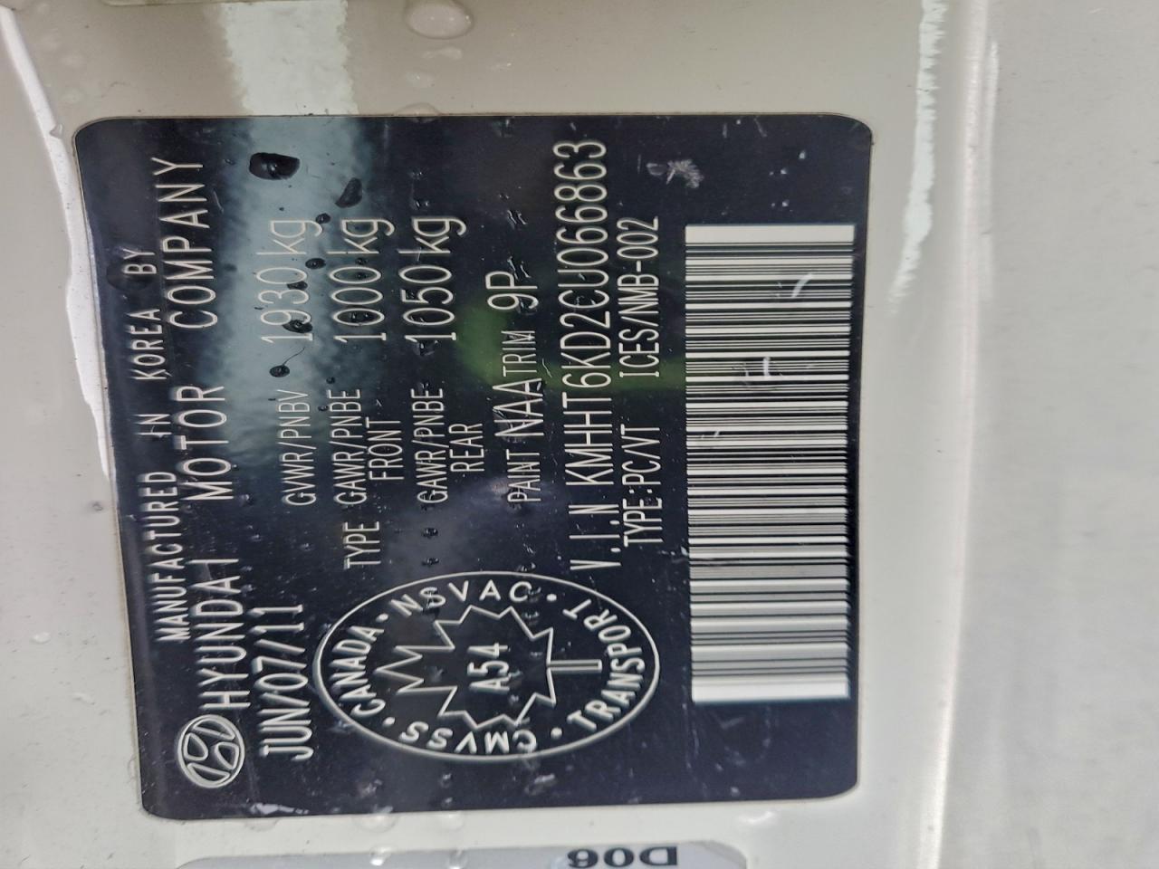 2012 Hyundai Genesis Coupe 2.0T VIN: KMHHT6KD2CU066863 Lot: 94950965