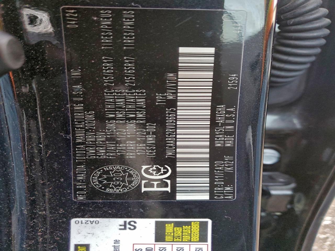 2024 Toyota Corolla Cross Le VIN: 7MUCAABG2RV096675 Lot: 93853705