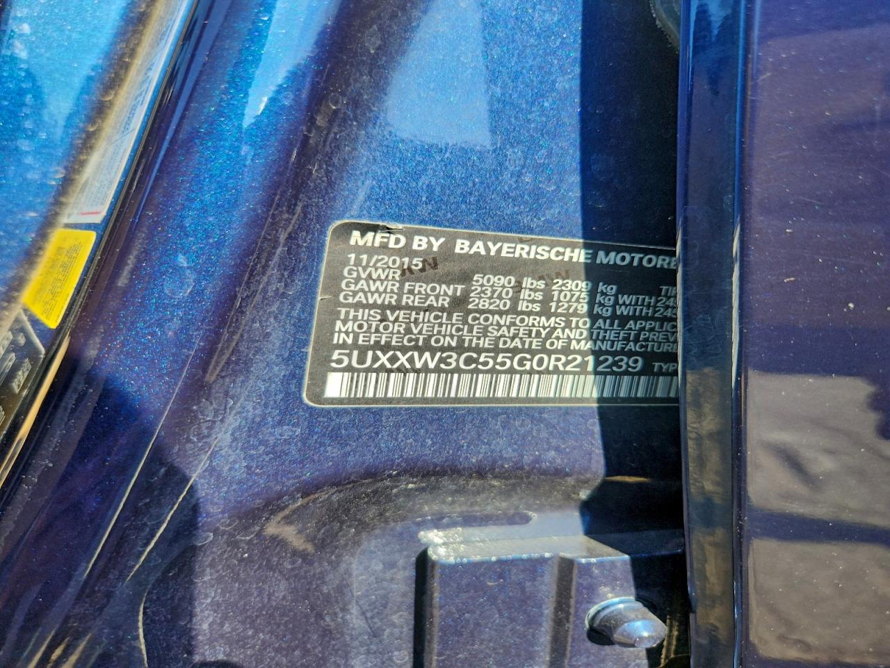 2016 BMW X4 xDrive28I VIN: 5UXXW3C55G0R21239 Lot: 93773215