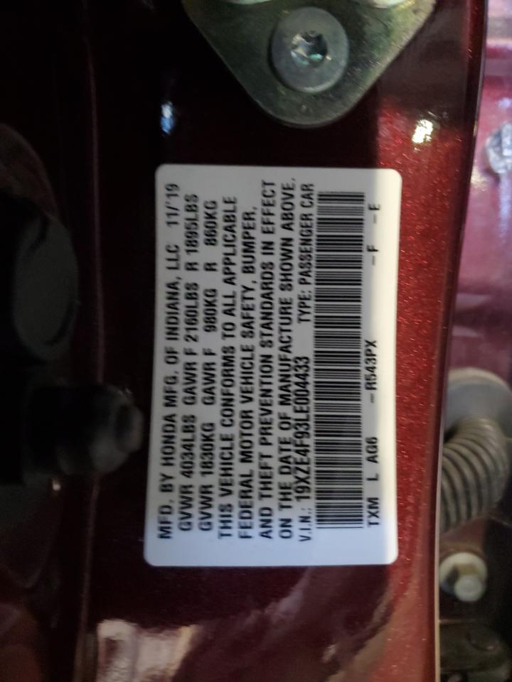 2020 Honda Insight Touring VIN: 19XZE4F93LE004433 Lot: 91439905