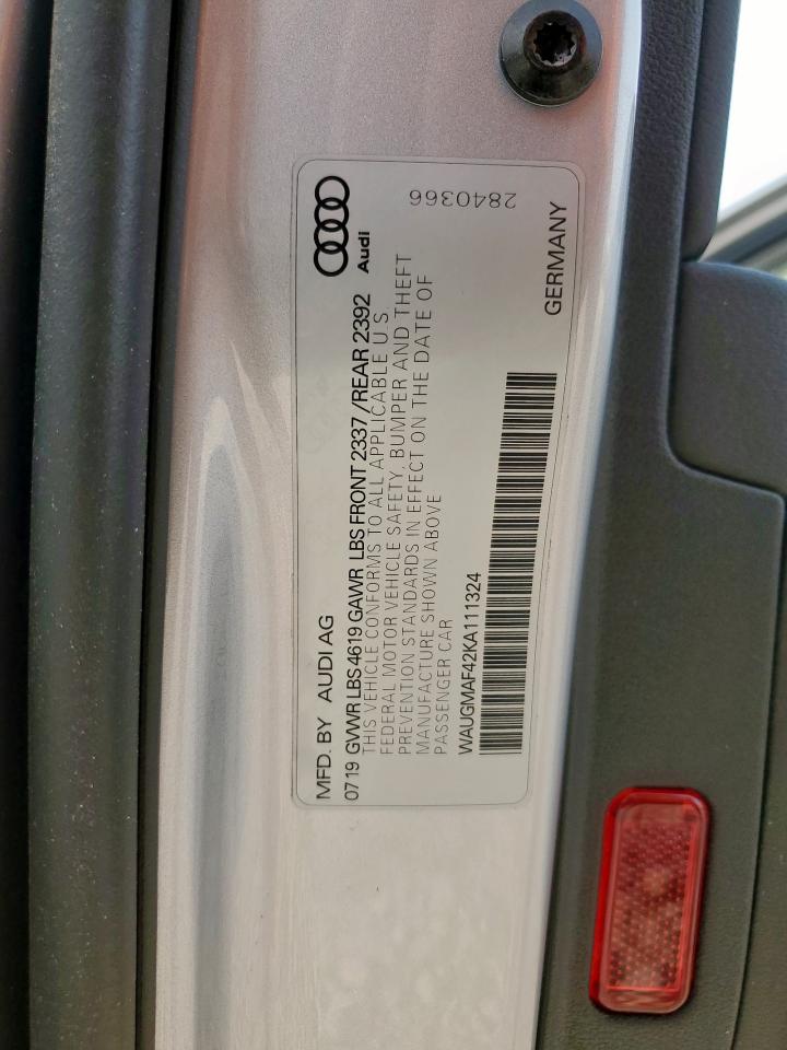 2019 Audi A4 Premium VIN: WAUGMAF42KA111324 Lot: 93089055