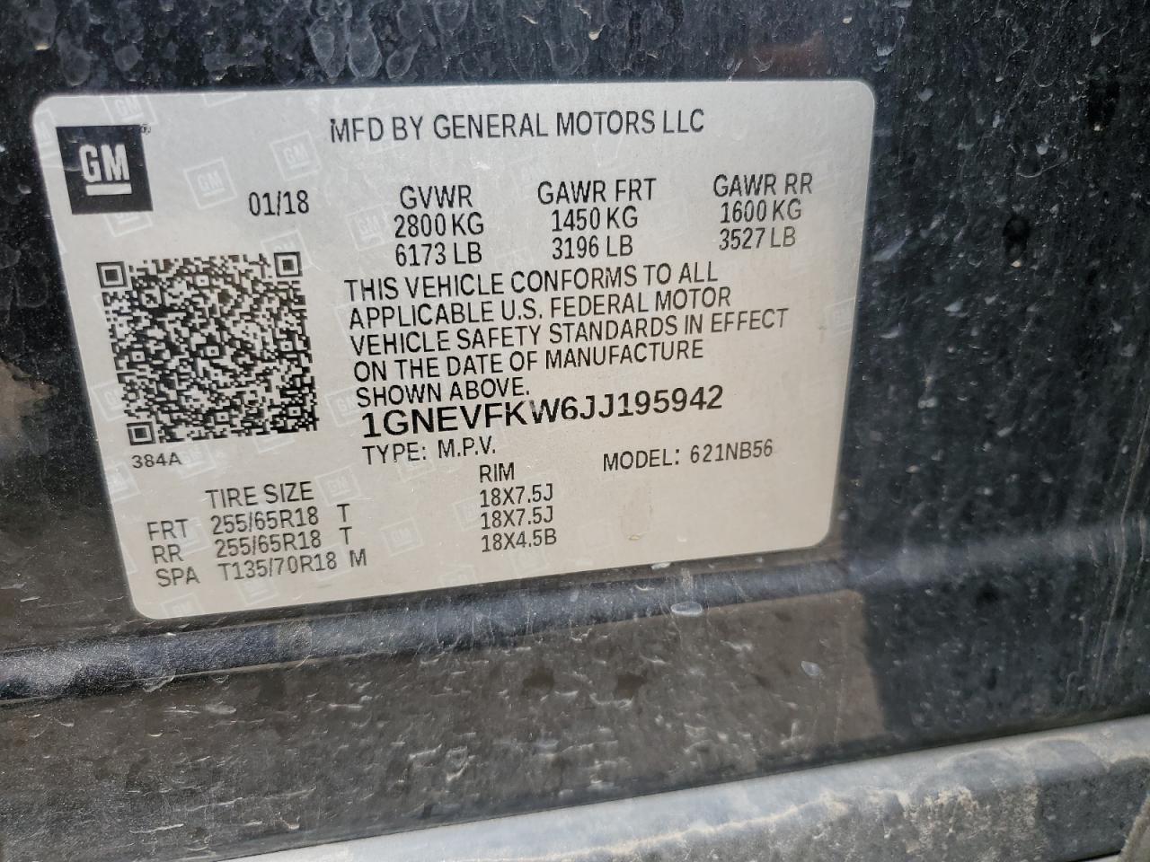 2018 Chevrolet Traverse Ls VIN: 1GNEVFKW6JJ195942 Lot: 93124515