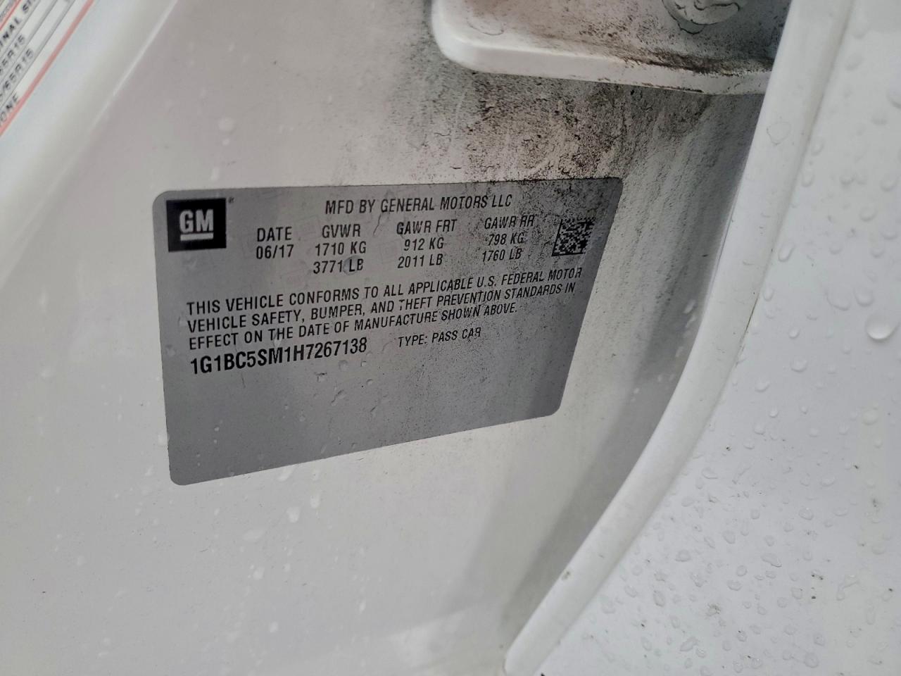 2017 Chevrolet Cruze Ls VIN: 1G1BC5SM1H7267138 Lot: 92258155