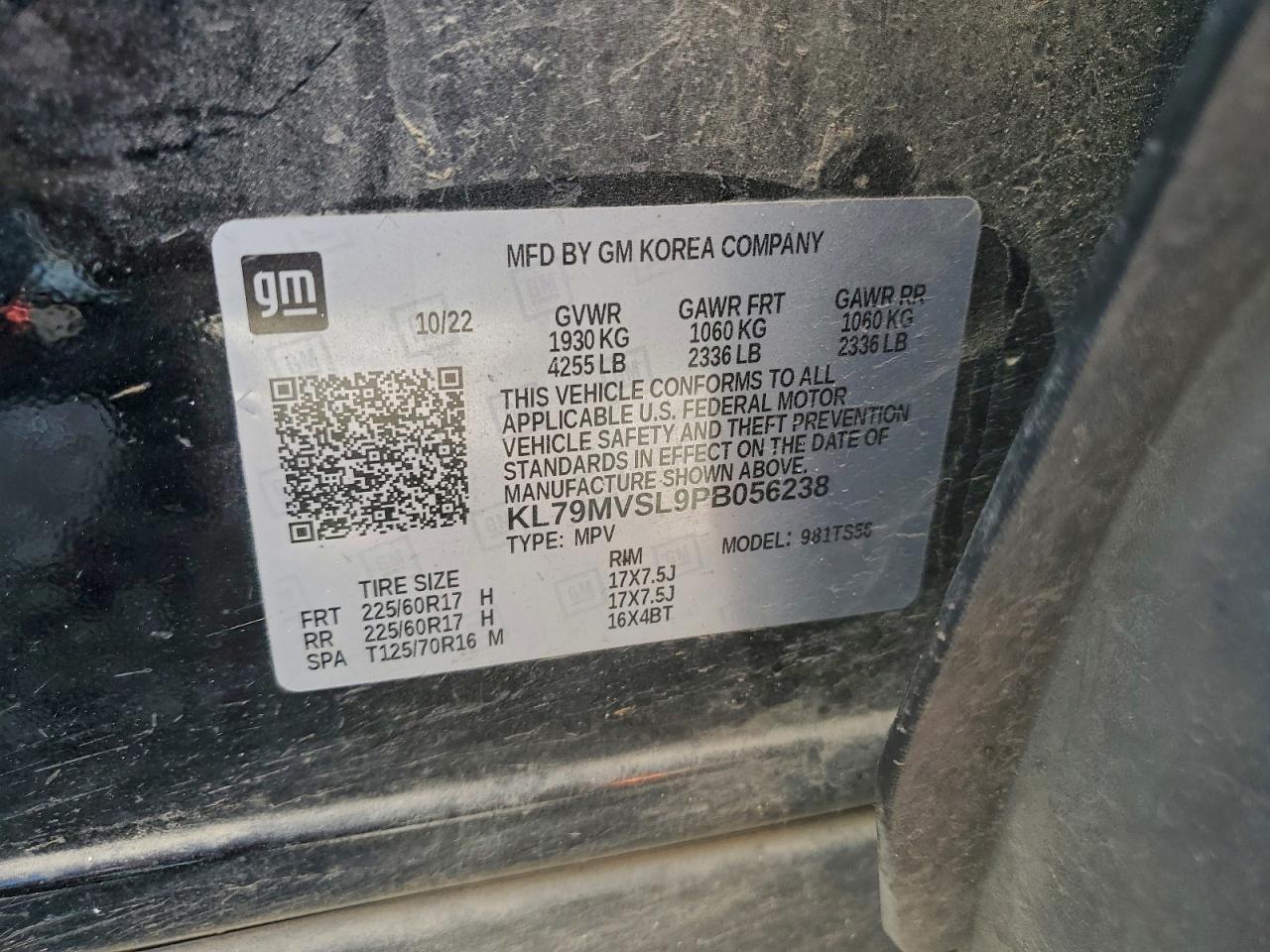 2023 Chevrolet Trailblazer Activ VIN: KL79MVSL9PB056238 Lot: 93482515