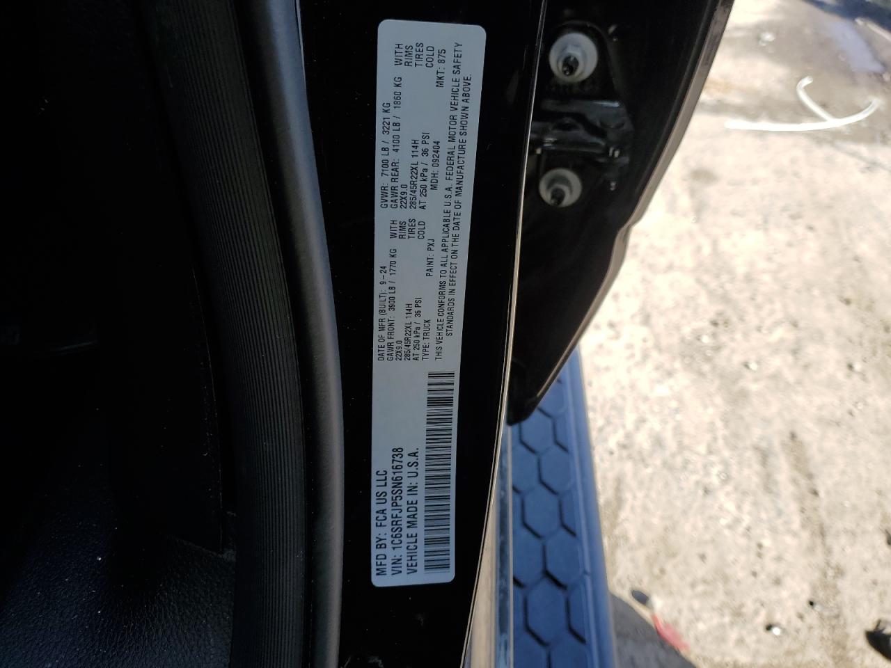 2025 Ram 1500 Laramie VIN: 1C6SRFJP5SN616738 Lot: 91407975