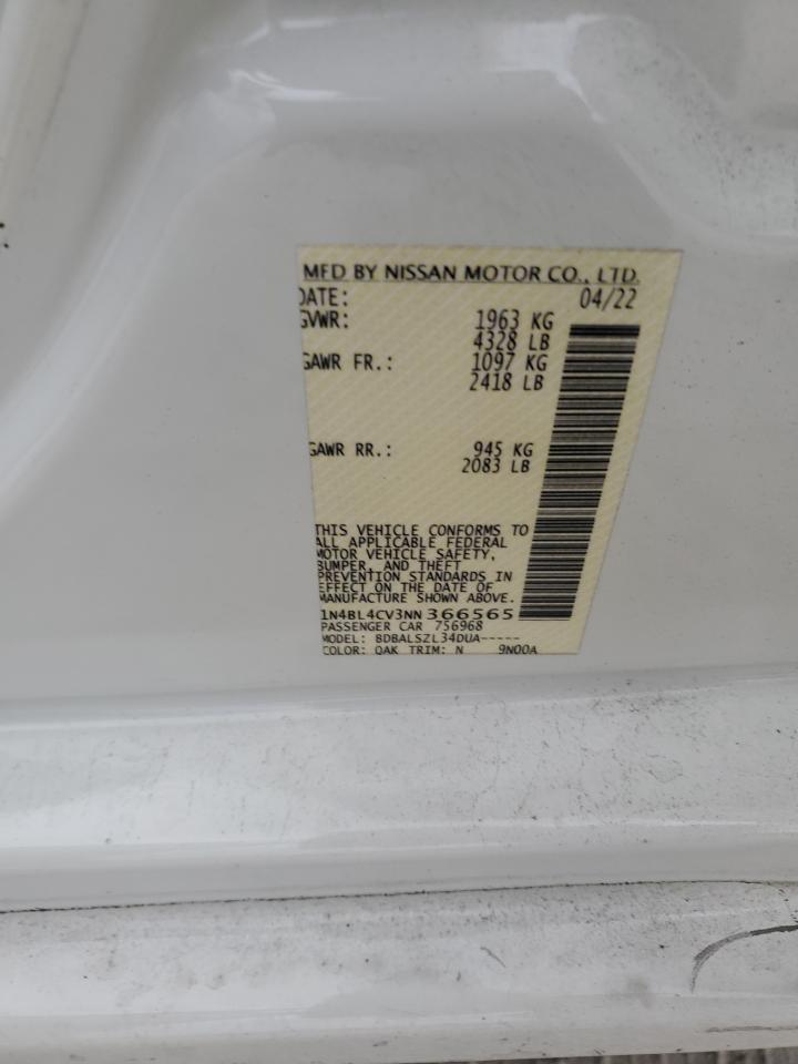 2022 Nissan Altima Sr VIN: 1N4BL4CV3NN366565 Lot: 93156195