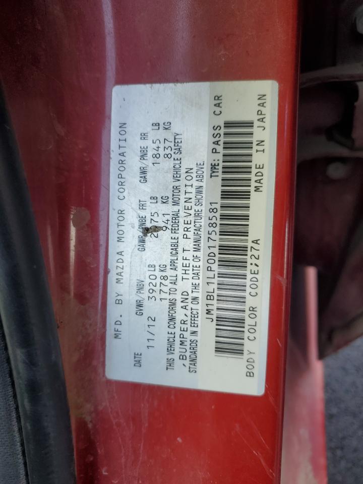 2013 Mazda 3 I VIN: JM1BL1LP0D1758581 Lot: 85263575