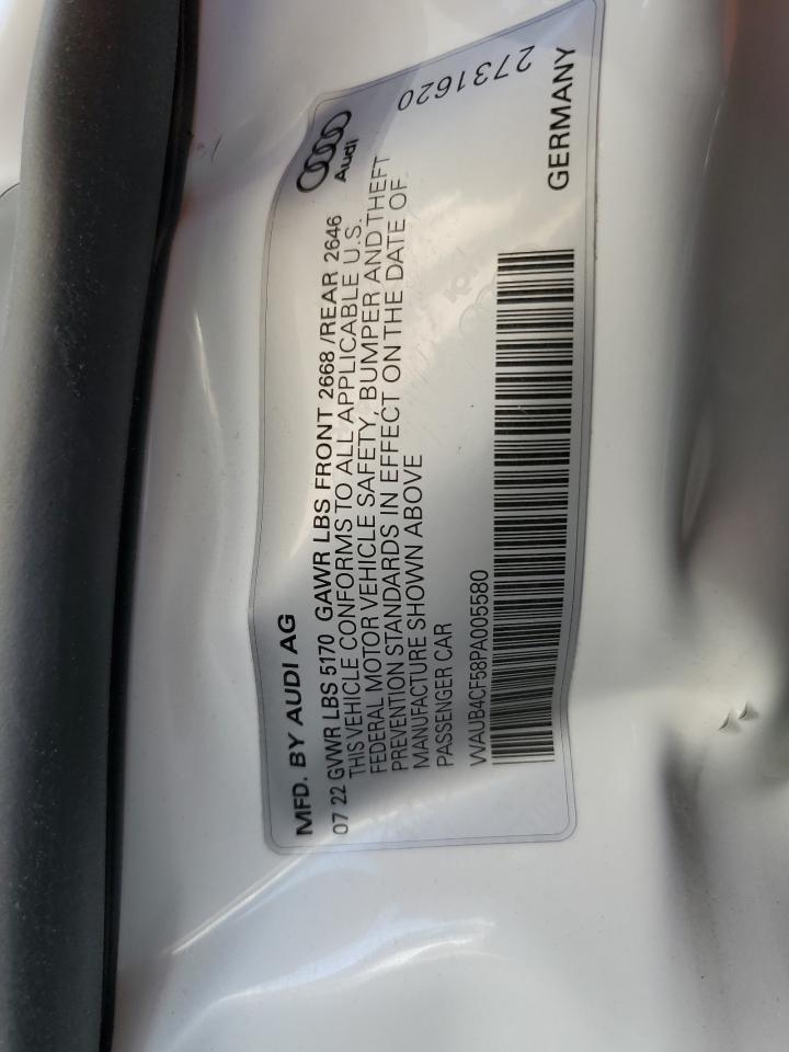 2023 Audi S5 Prestige VIN: WAUB4CF58PA005580 Lot: 91471605