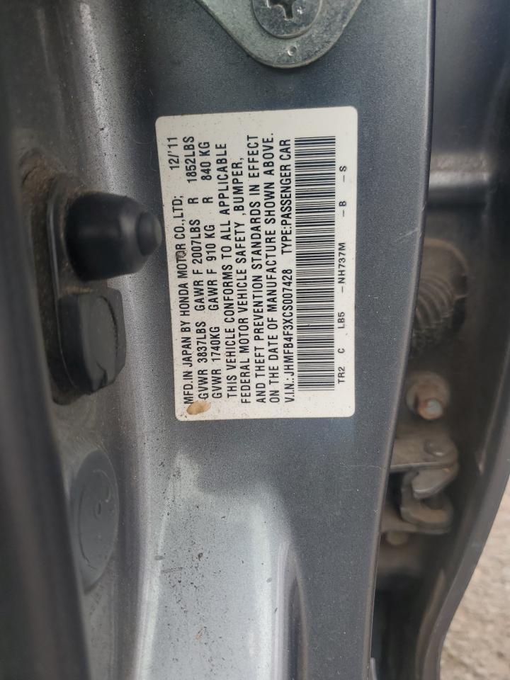 2012 Honda Civic Hybrid L VIN: JHMFB4F3XCS007428 Lot: 91733525