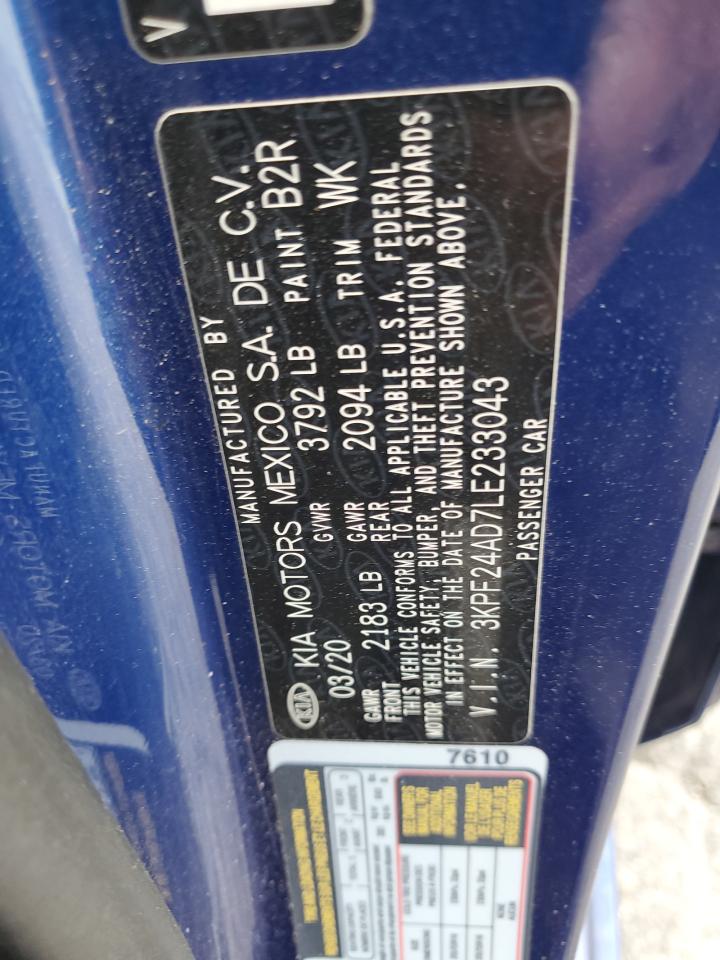 2020 Kia Forte Fe VIN: 3KPF24AD7LE233043 Lot: 91737995