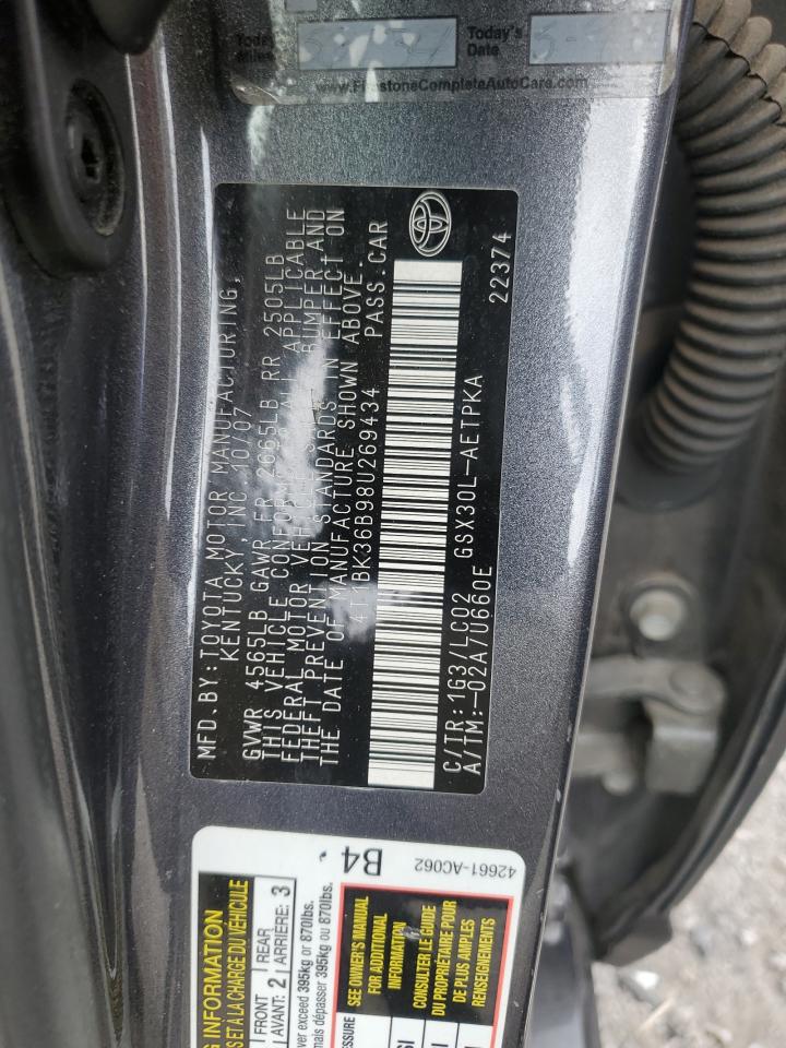 2008 Toyota Avalon Xl VIN: 4T1BK36B98U269434 Lot: 92376855