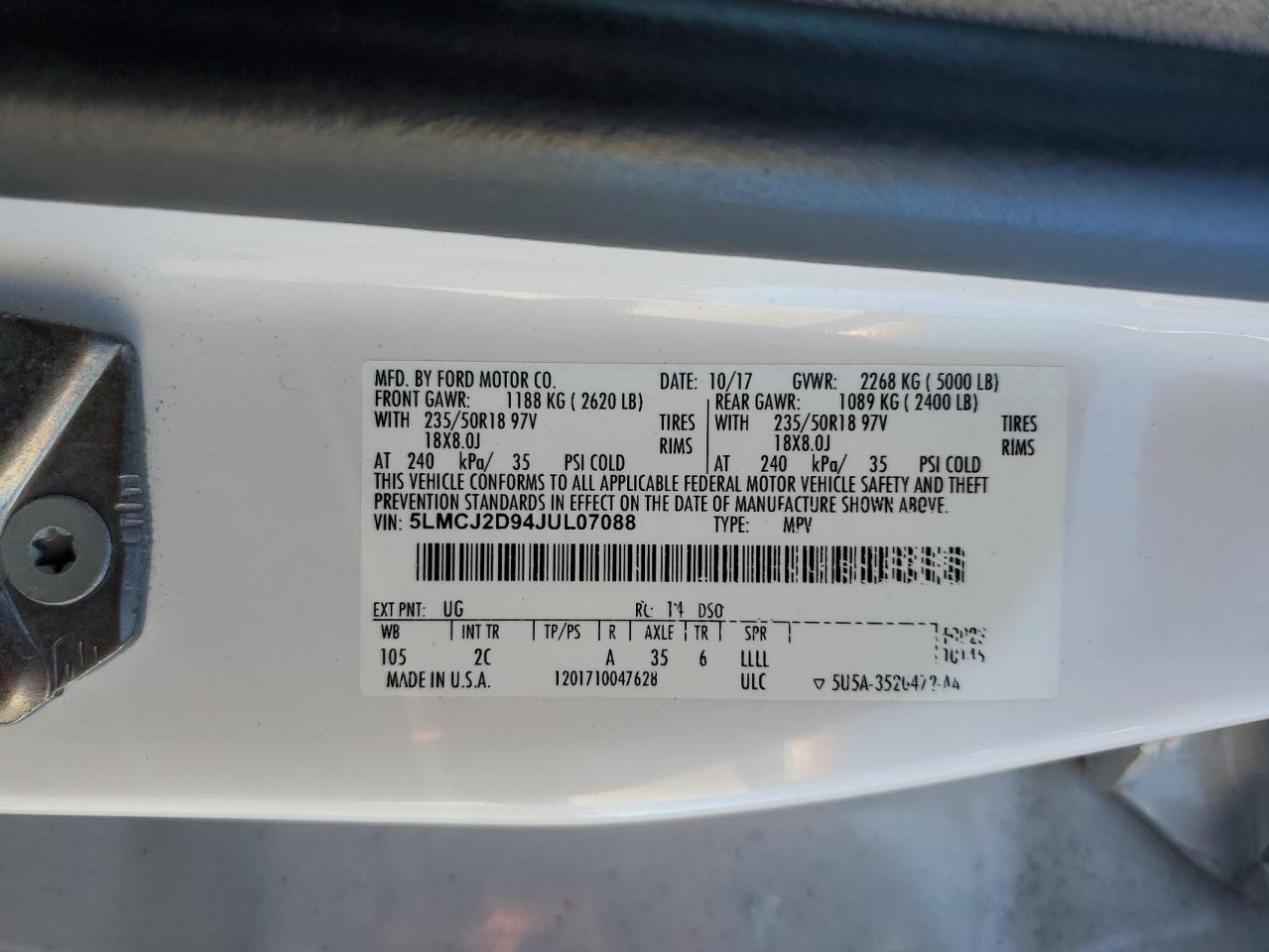 2018 Lincoln Mkc Select VIN: 5LMCJ2D94JUL07088 Lot: 90858875