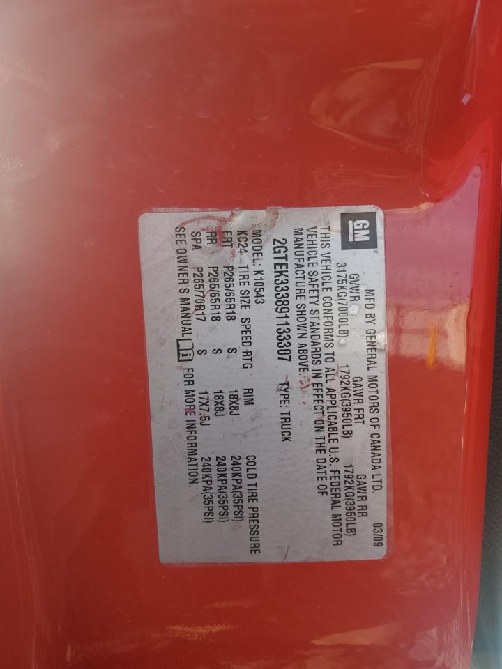 2009 GMC Sierra K1500 Slt VIN: 2GTEK333891133307 Lot: 92232835