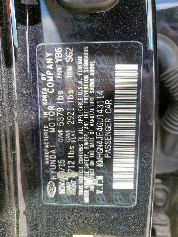 2016 Hyundai Genesis 3.8L VIN: KMHGN4JE4GU143114 Lot: 91137105