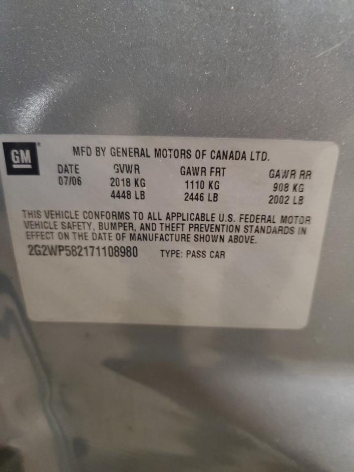 2007 Pontiac Grand Prix VIN: 2G2WP582171108980 Lot: 92133065