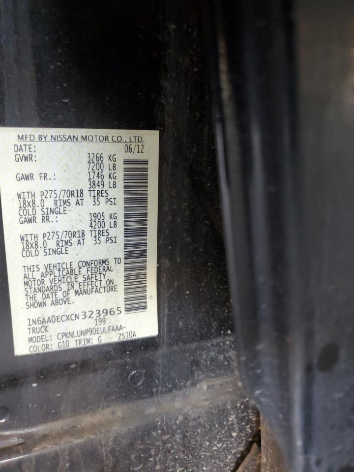 2012 Nissan Titan S VIN: 1N6AA0ECXCN323965 Lot: 92308695