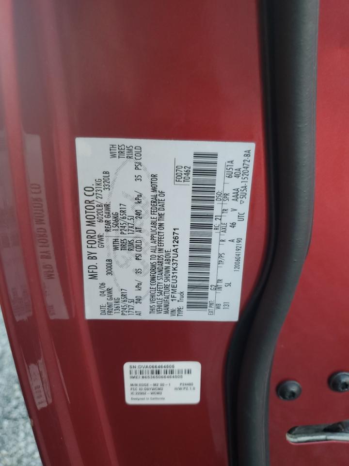 2007 Ford Explorer Sport Trac Xlt VIN: 1FMEU31K37UA12671 Lot: 90822145