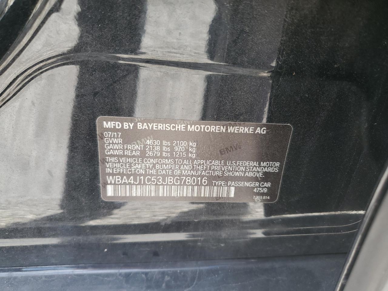 2018 BMW 430I Gran Coupe VIN: WBA4J1C53JBG78016 Lot: 91195895